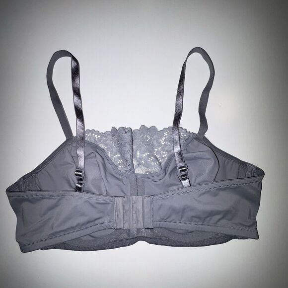 Olga Gray Pretty Lace Cami Bra Size 38D Underwire Style #35263 Smoked Pearl - Picture 9 of 10